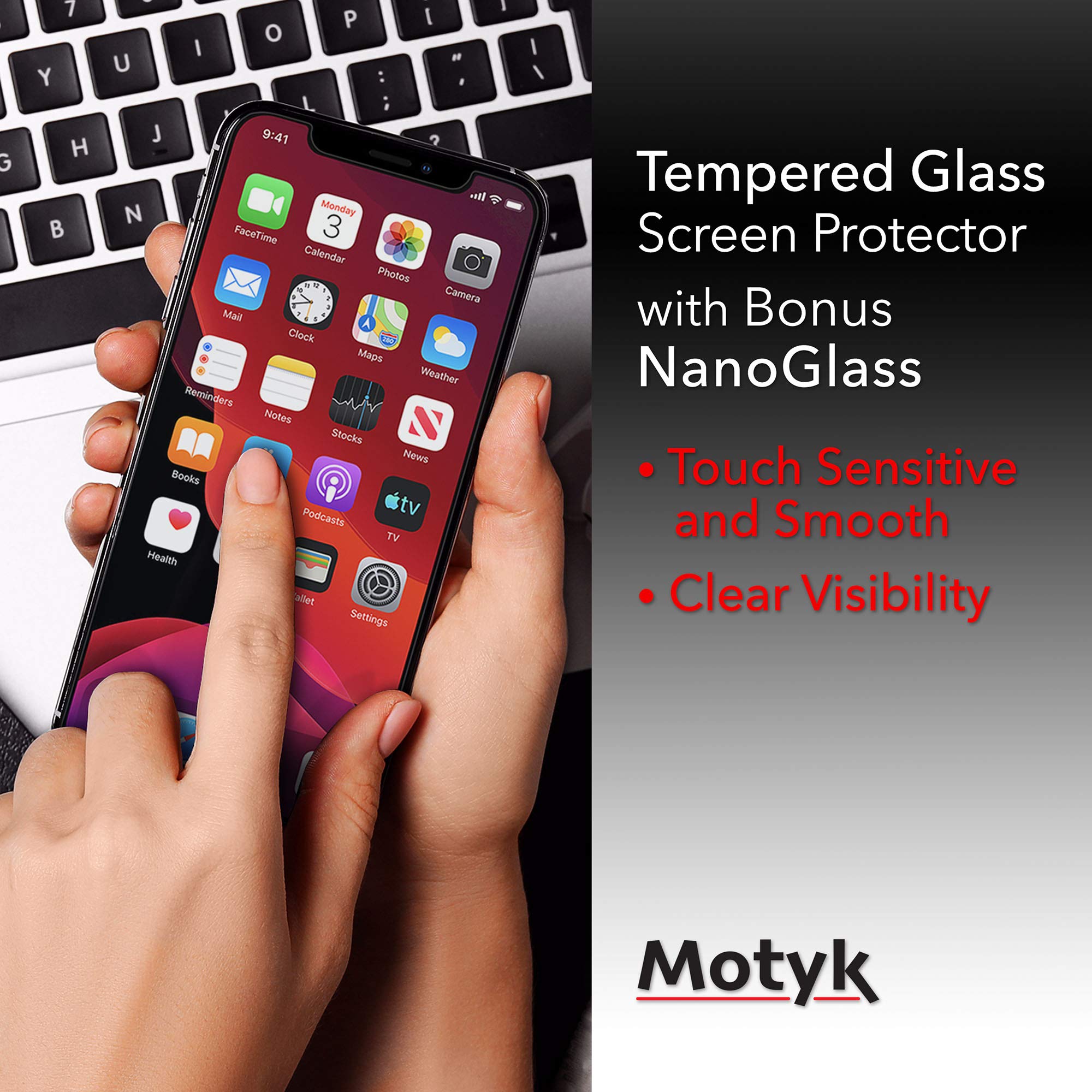 MOTYK Combo Pack: Nano Liquid Screen Protector for All Phones + Tempered Glass for iPhone 11 Pro/Xs/X | Anti-Scratch & Shatterproof Protection | Perfect for Daily Use, Travel & Outdoor Activities