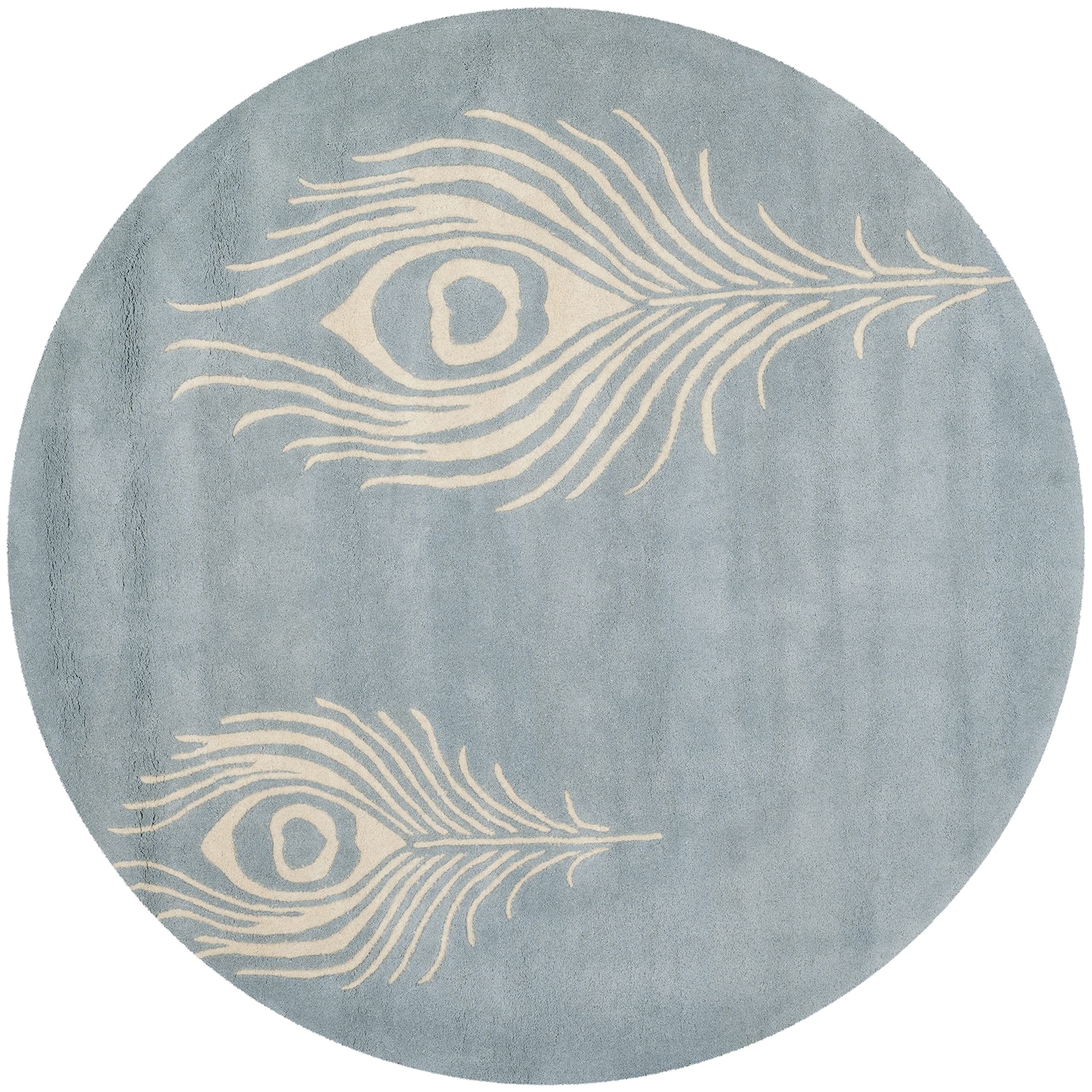 SAFAVIEH Soho Collection 4' Round Area Rug - Handmade Wool & Viscose Light Blue Ivory - Durable for High Traffic Living Room, Bedroom, Office - SOH704B - Perfect for Boho, Modern & Farmhouse Decor