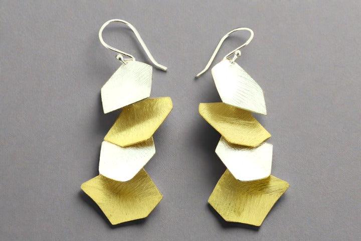 4-Piece Shard Earrings Set - Gold Plated Sterling Silver Jewelry for Women - Perfect for Parties, Weddings & Everyday Wear