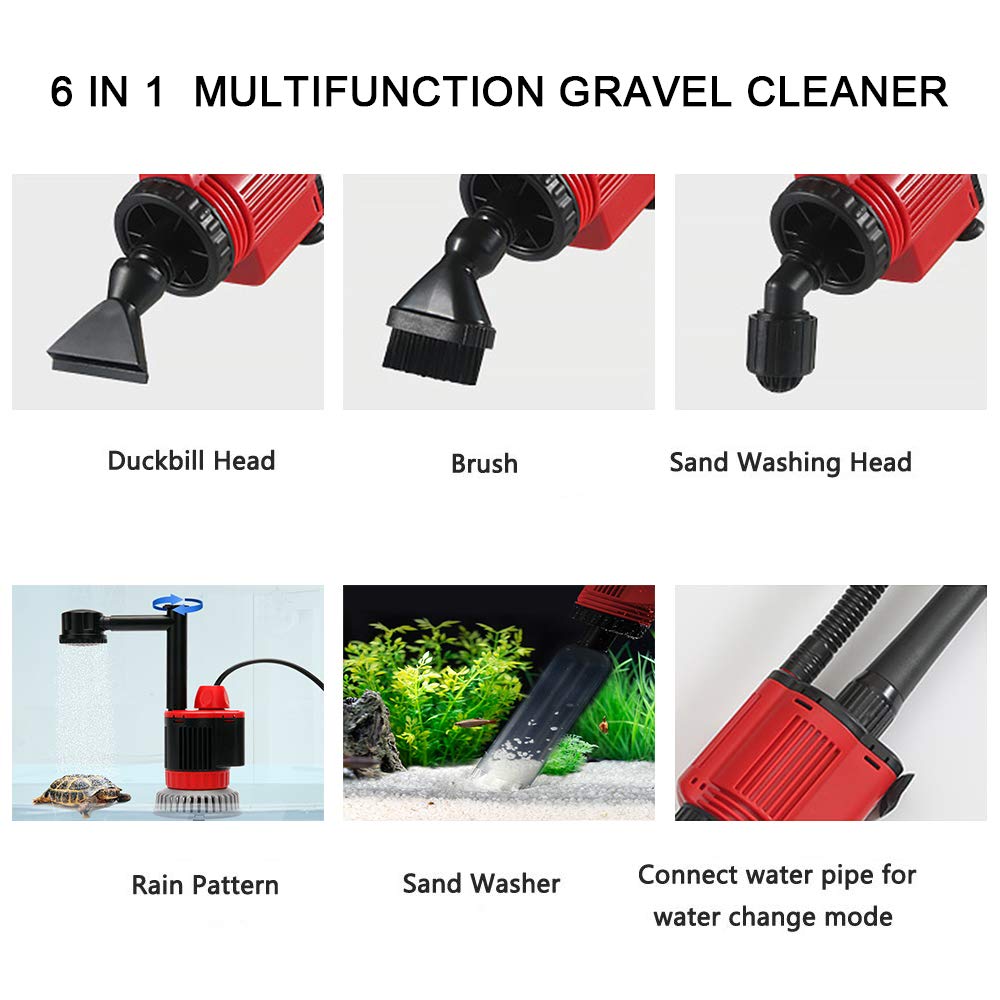 6-in-1 Electric Aquarium Gravel Cleaner - 28W Automatic Fish Tank Vacuum for Easy Cleaning & Water Changes