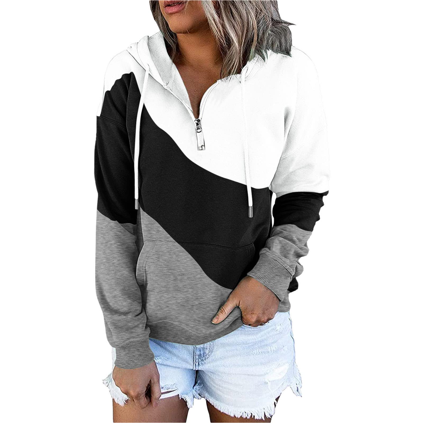 Women's Striped Zip-Up Hoodie Sweatshirt - Long Sleeve Casual Tunic Top for Everyday Wear | Gym, Lounge & Outdoor Activities