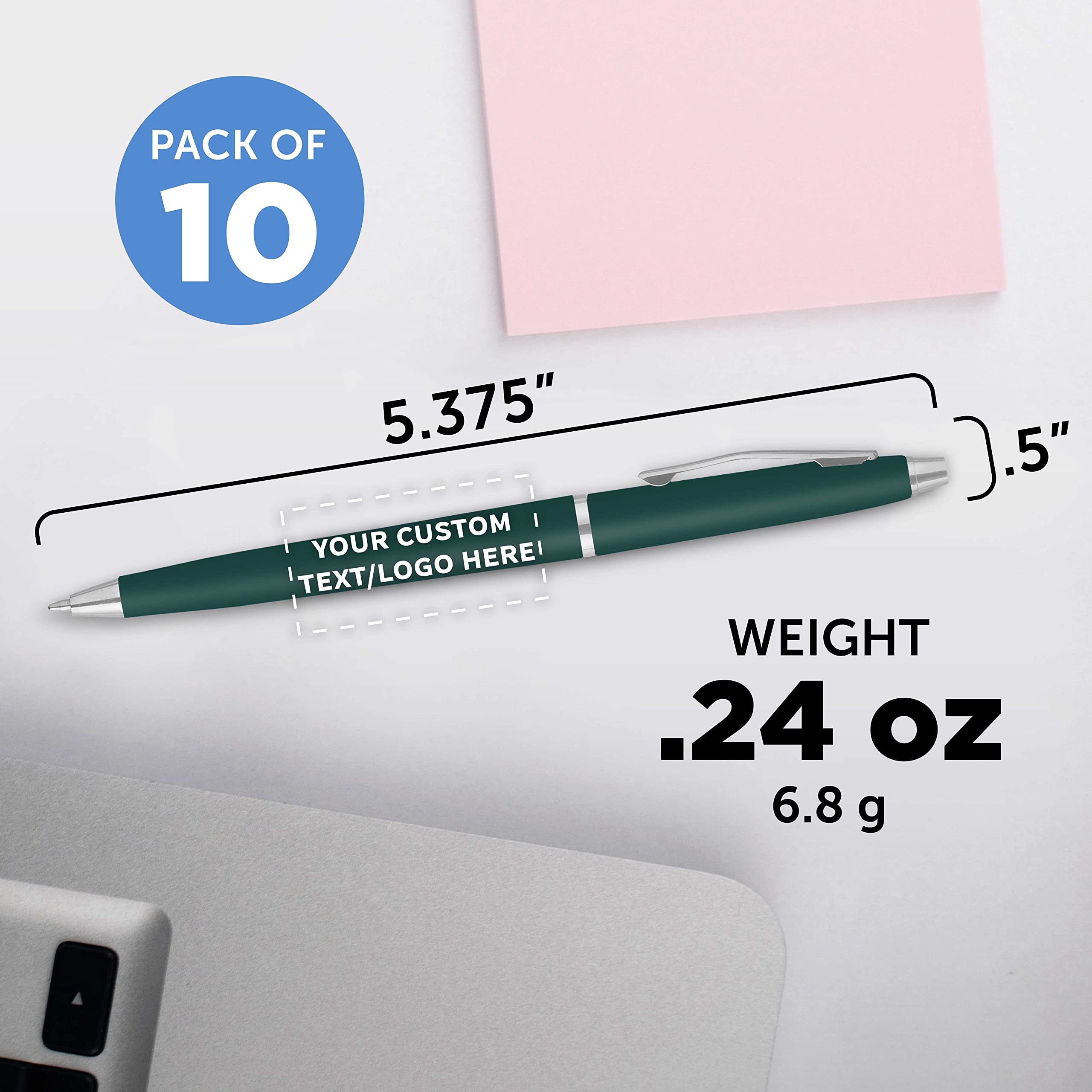 Custom Langham Ballpoint Pens - Set of 10 Personalized Bulk Pack with Black Ink | Premium Office & School Supplies | Perfect for Business Gifts, Tradeshows & Corporate Events (Hunter Green)