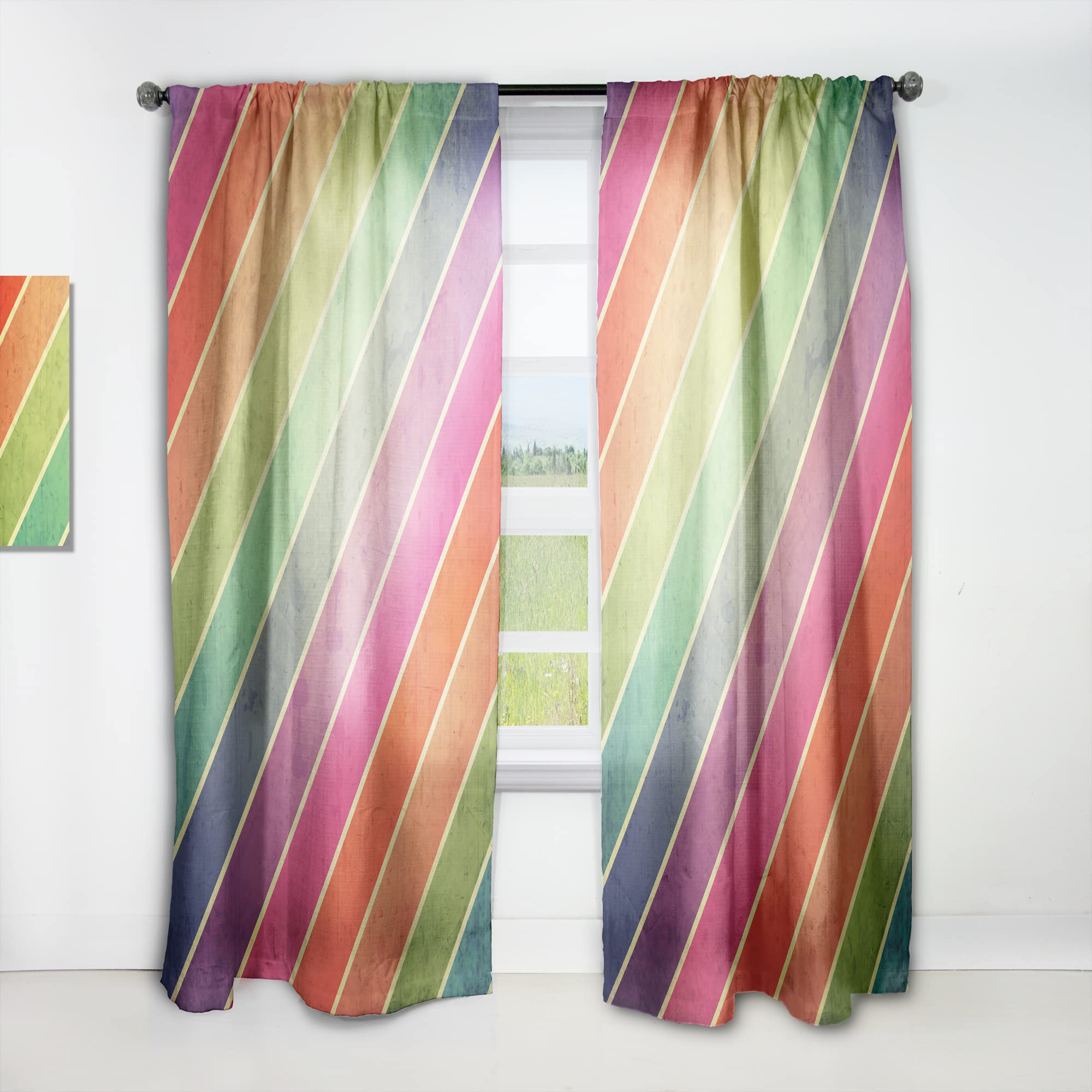 DesignQ Geometric Retro Pattern Blackout Curtains - Thermal Insulated Single Panel 52x63 Inches for Bedroom & Living Room - Perfect for Home Decor, Noise Reduction & Light Blocking