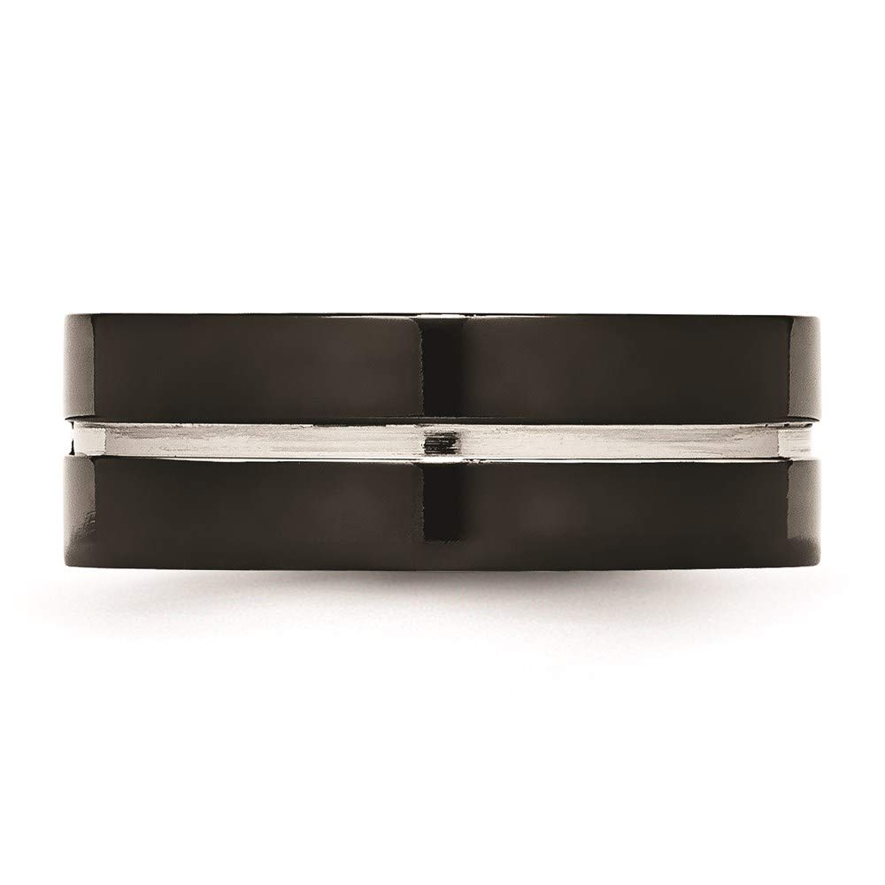 Titanium Black Ion Plated Grooved Comfort Ring for Women - Durable & Hypoallergenic Fine Jewelry - Perfect Gift for Her, Anniversary, Birthday & Special Occasions