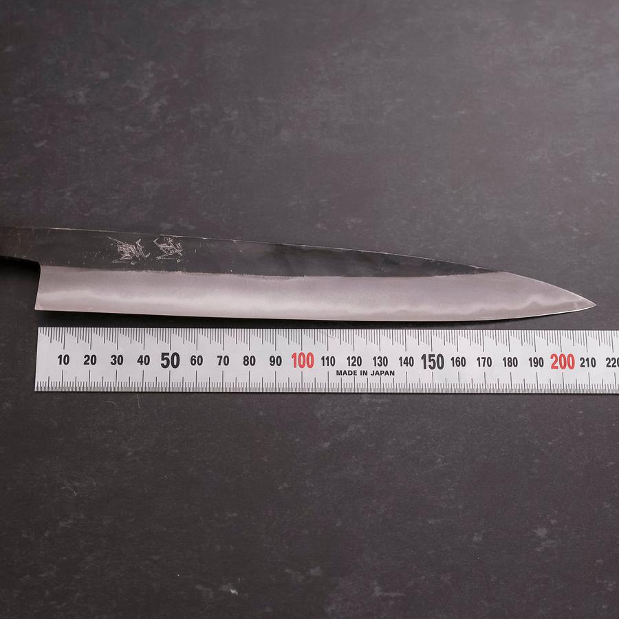 Premium Japanese Sujihiki Knife - Blue Steel #2 Kurouchi Finish with Dark Blue Urushi Handle - 210mm Slicing Knife for Sushi, Meat & Delicate Cutting Tasks