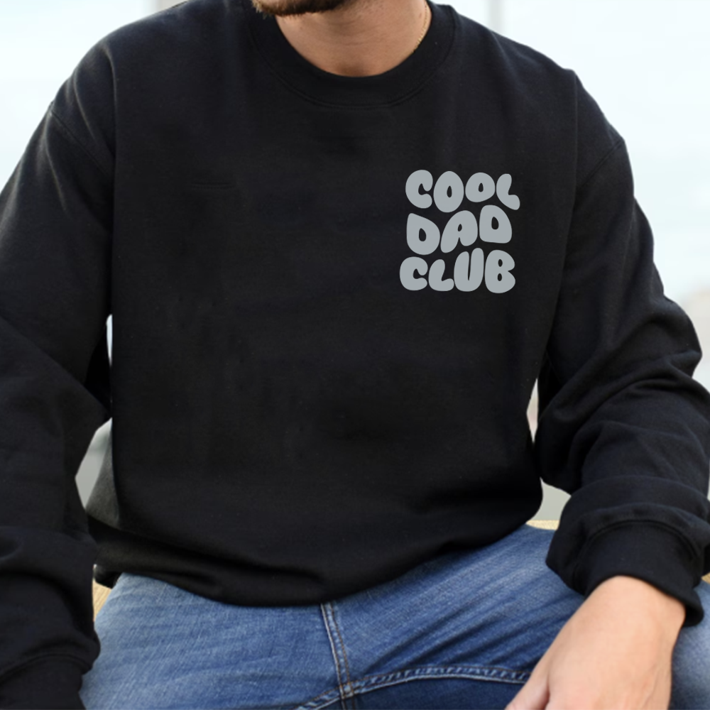 Cool Dad Club Graphic Sweatshirt - Front & Back Print Casual Pullover for Men | Perfect for Family Outings, Father's Day Gifts & Everyday Wear