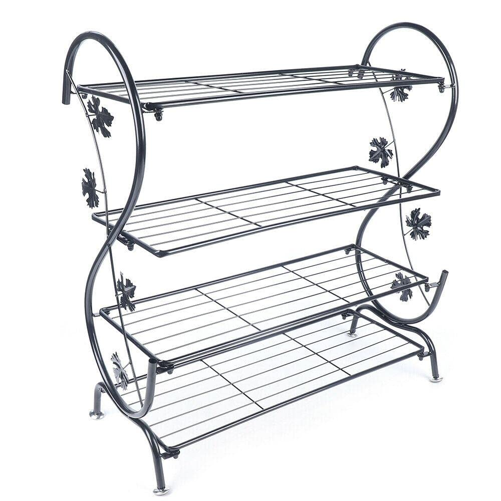 4 Tier Metal Shoe Rack Organizer - Space Saving Shoe Storage Stand for Entryway, Closet & Home Decor - Compact Shoe Shelf for Sneakers, Boots & High Heels - Perfect for Small Apartments & Mudroom Organization