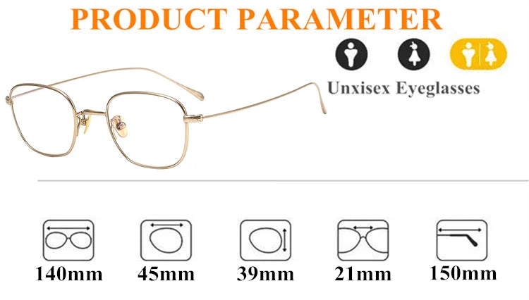 Stylish Unisex Black Titanium Square Polygon Eyeglasses Frame - Lightweight & Durable for Work, Reading & Fashion