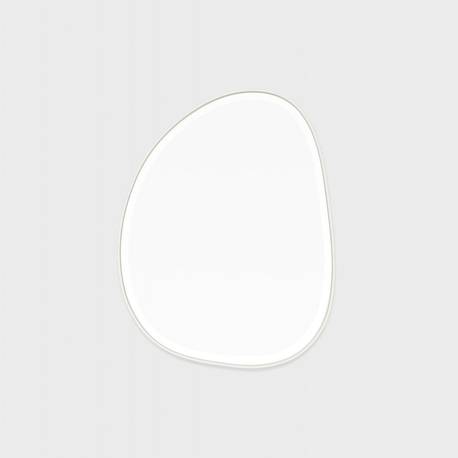 MIDDLE OF NOWHERE Pebble Mirror - Bright White Wall Decor - 21.6x27.5 Inches (55x70cm) - Modern Round Bathroom & Bedroom Mirror for Home Decor