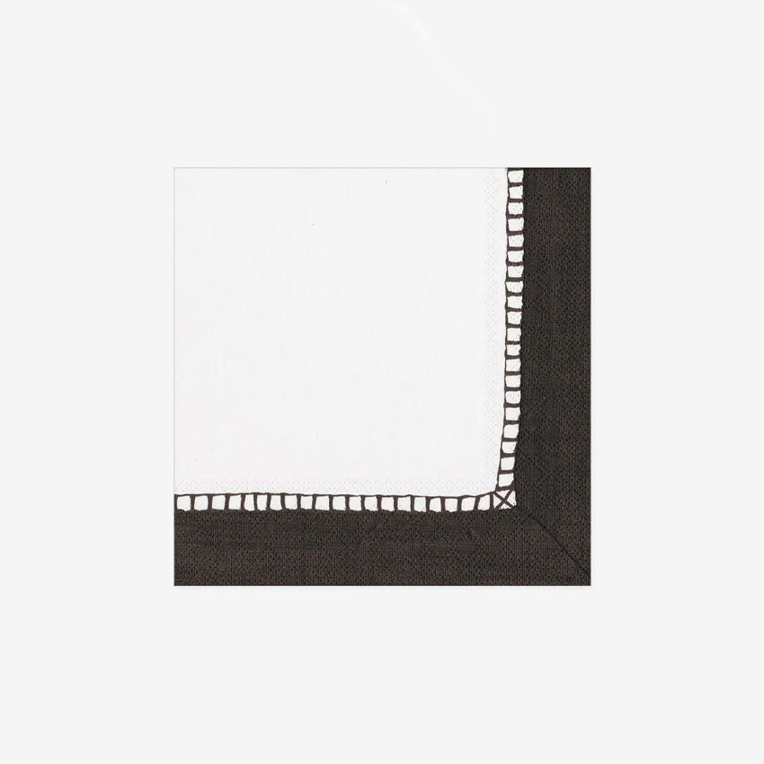 Caspari Premium Linen Border Paper Napkins - Elegant Disposable Dinner Napkins for Parties, Weddings & Formal Events