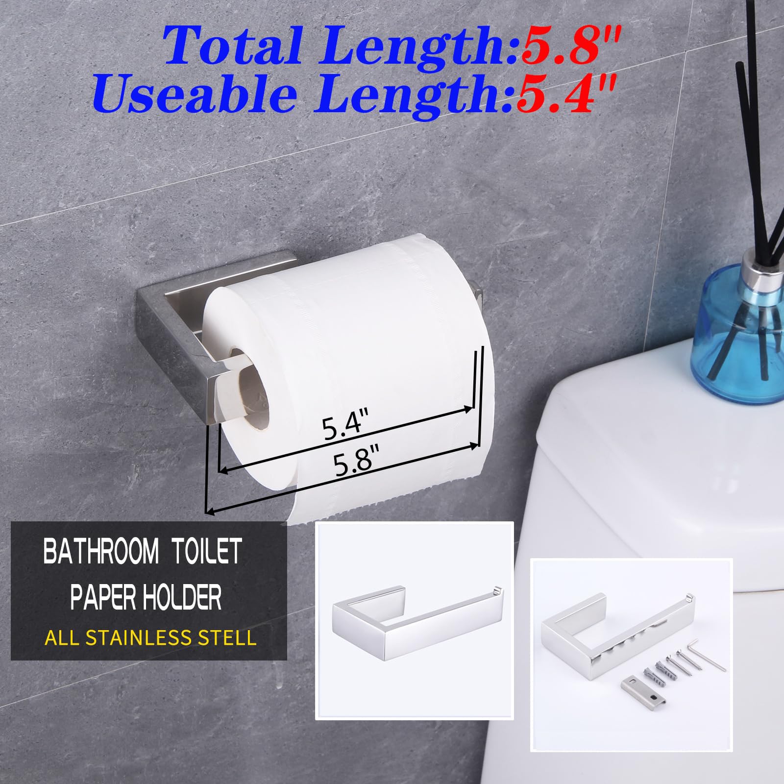 GERZWY 2-Piece Stainless Steel Bathroom Accessory Set - SUS 304 Toilet Paper Holder & Towel Ring Wall Mount, Polished Finish HG1708-2JG - Perfect for Modern Bathroom Decor & Space-Saving Organization