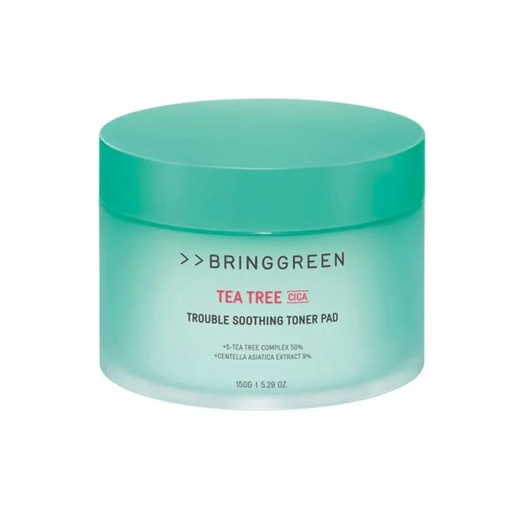 BRING GREEN Tea Tree Cica Trouble Soothing Toner Pad 90 Pads - Acne Treatment, Pore Care & Skin Calming Solution for Oily & Sensitive Skin - Perfect for Daily Skincare Routine & Post-Workout Refresh
