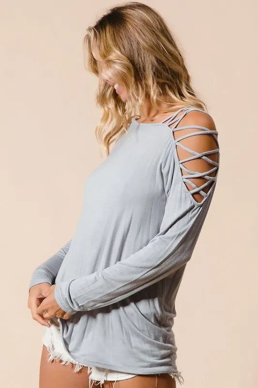 Stylish BiBi Jersey Knit One Shoulder Criss Cross Top for Women | Trendy Summer Blouse | Perfect for Beach Vacations, Date Nights & Casual Outings