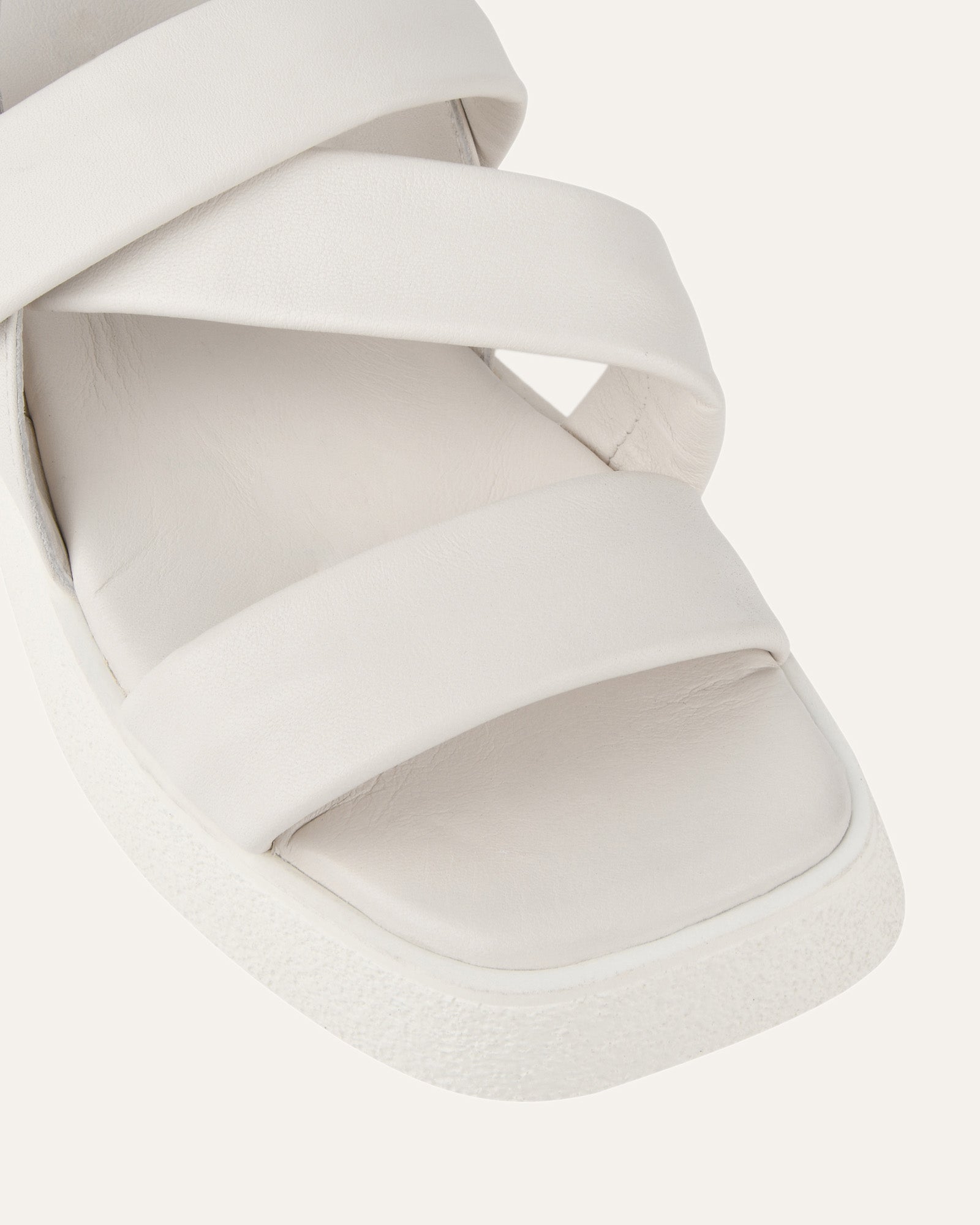 ZIA Women's Flat Sandals - White Leather Comfortable Slip-On Summer Shoes for Beach, Travel & Casual Outfits