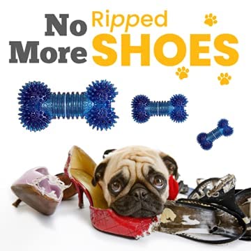 **Indestructible Dog Chew Toy for Aggressive Chewers - Durable Interactive Bone for Boredom Relief, Anxiety & Stress Relief, Promotes Dental Health & Clean Teeth - Blue Bone - Perfect for Training, Teething & Playtime**