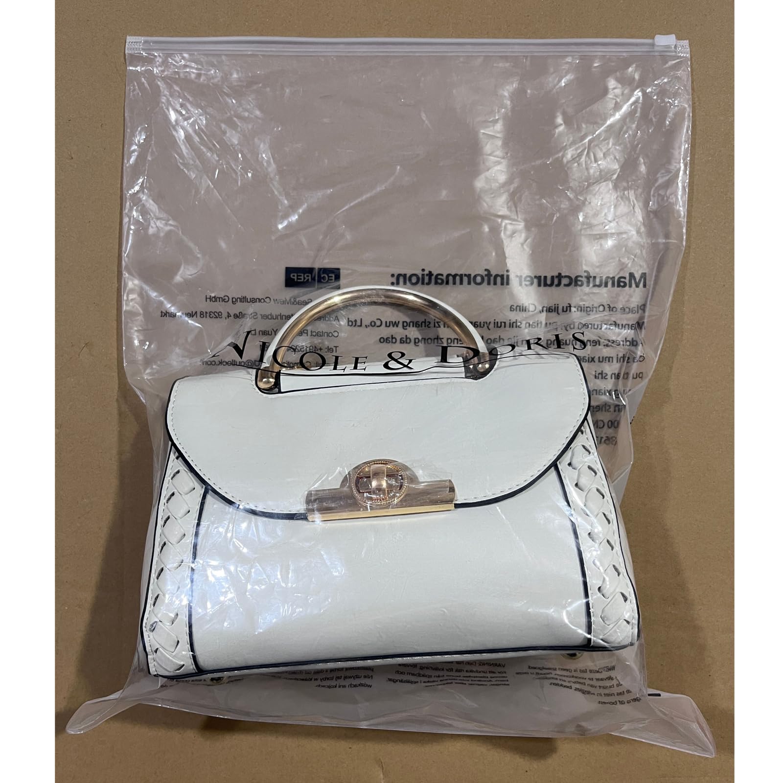 NICOLE & DORIS Women's Designer Top Handle Bag - PU Leather Small Crossbody Shoulder Bag with Lock Closure | Perfect for Work, Travel, Date Night & Everyday Use
