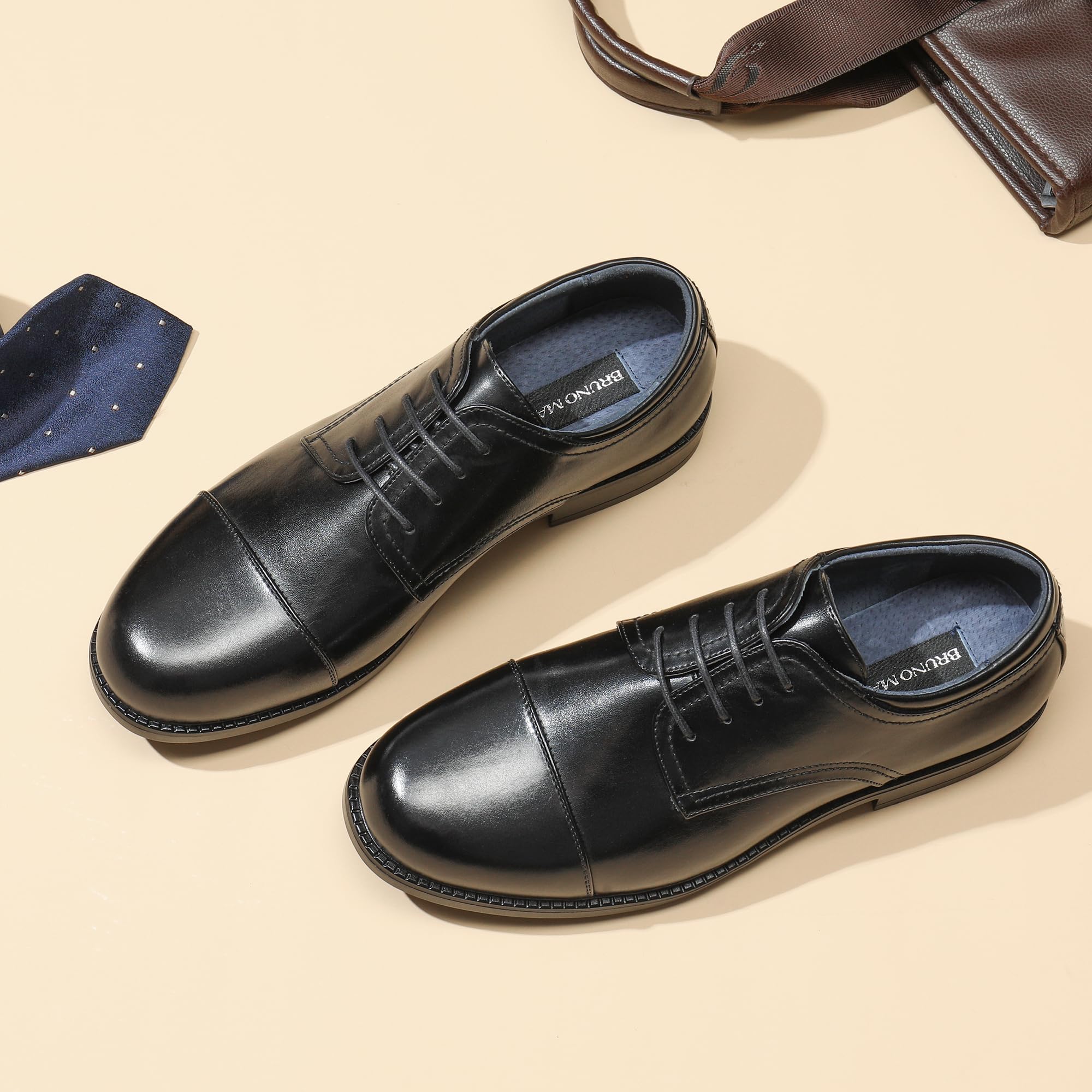 Bruno Marc Men's Oxford Dress Shoes - Classic Lace Up Formal Cap Toe Business Shoes for Office, Wedding & Special Occasions