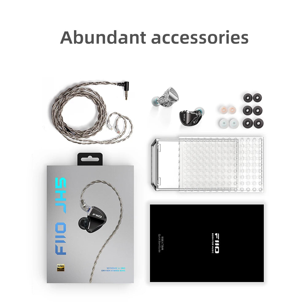 FiiO JadeAudio JH5 Hybrid HiFi In-Ear Earphones with 1DD+4BA Drivers - Perfect for Audiophiles, Music Lovers & Studio Monitoring