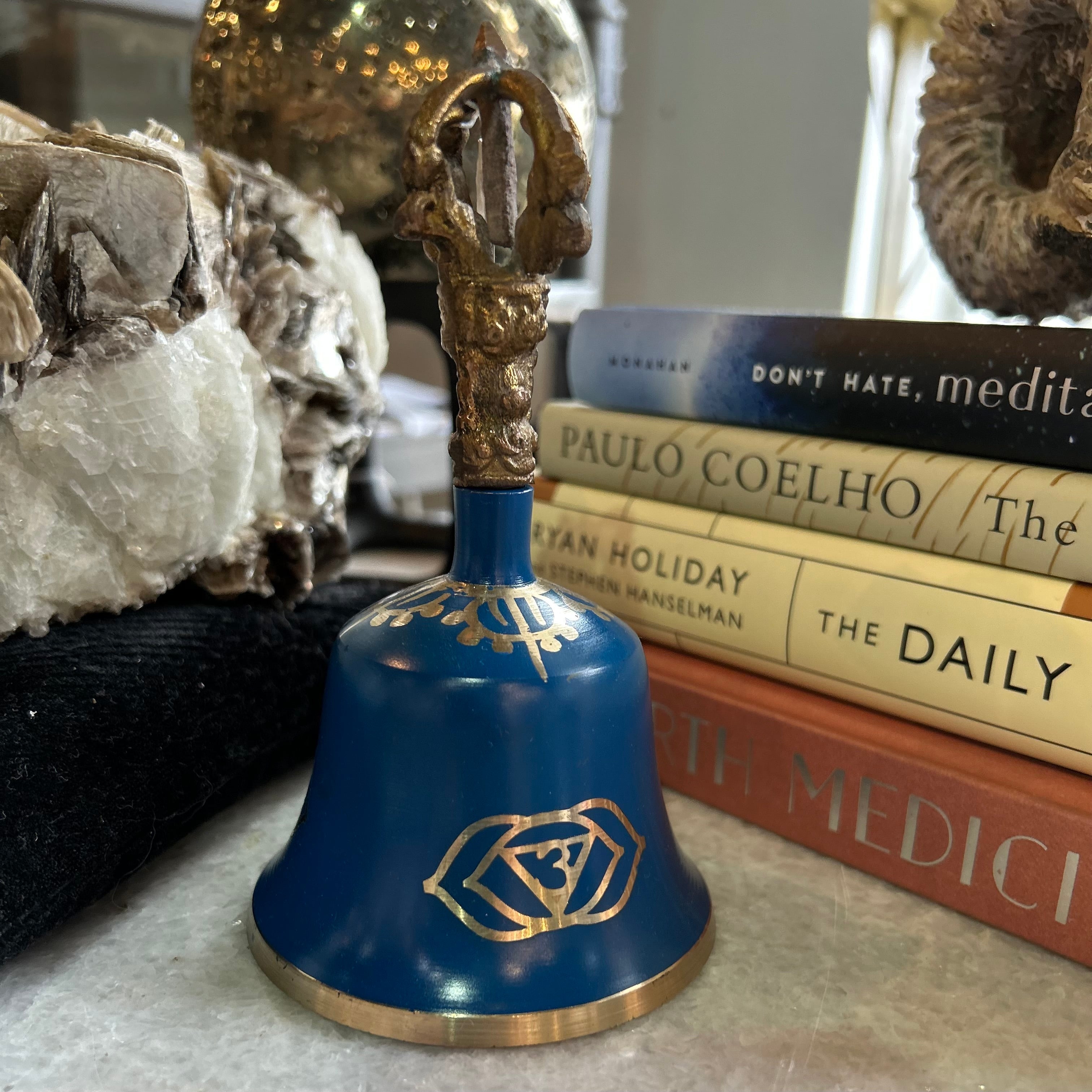Authentic Blue Tibetan Third Eye Chakra Meditation Bell - Handcrafted Spiritual Healing Instrument for Yoga, Sound Therapy & Mindfulness Practices