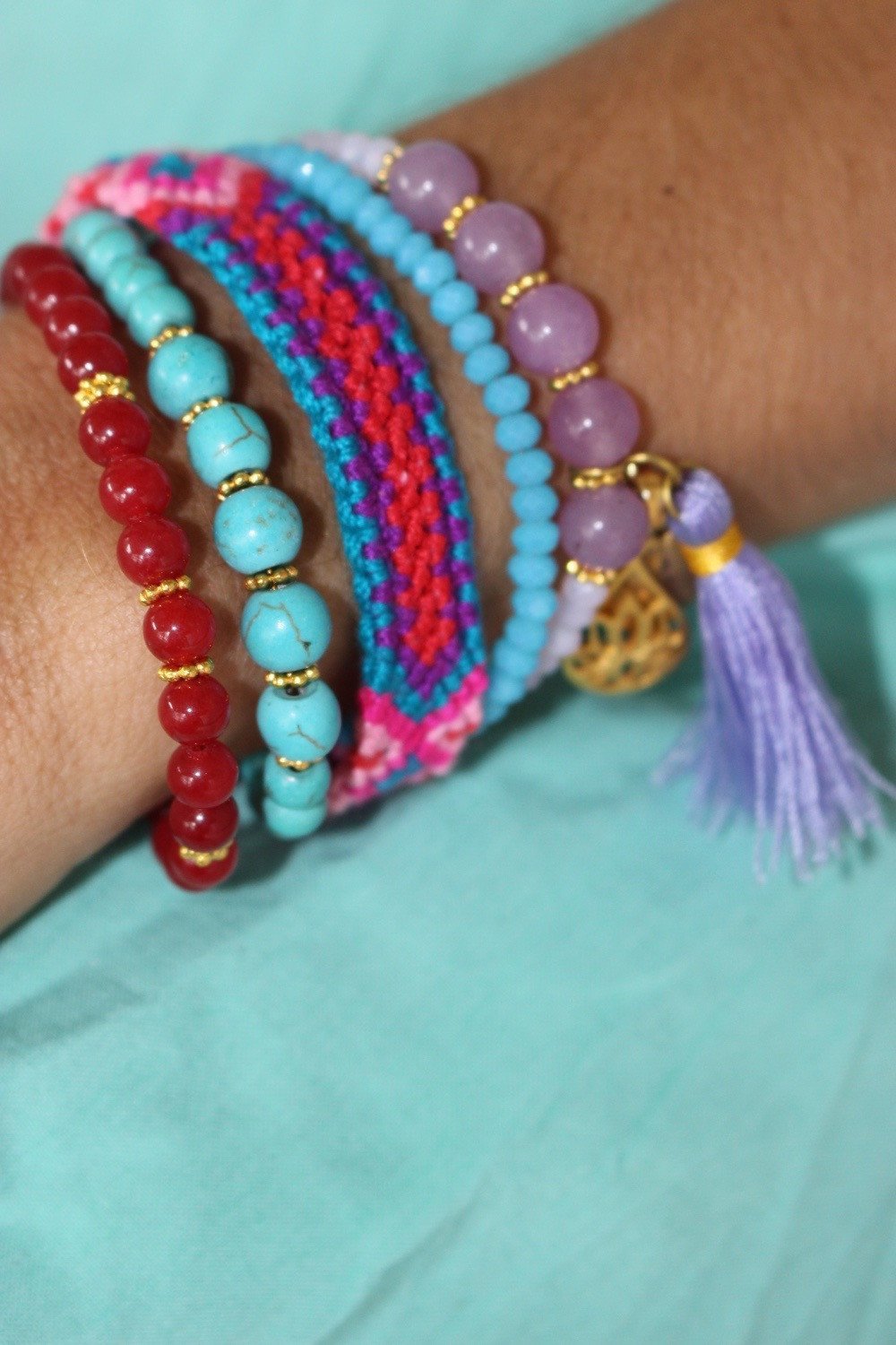 Ananda Bohemian Style Gemstone Friendship Bracelet - Purple Rain Beaded Handmade Jewelry for Women, Perfect for Festivals, Beach & Boho Fashion