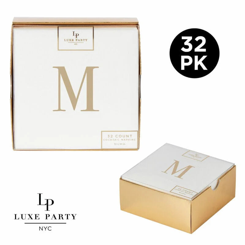32-Pack Gold Metallic Cocktail Napkins - Elegant Airlaid Paper Serviettes for Parties, Weddings & Special Events