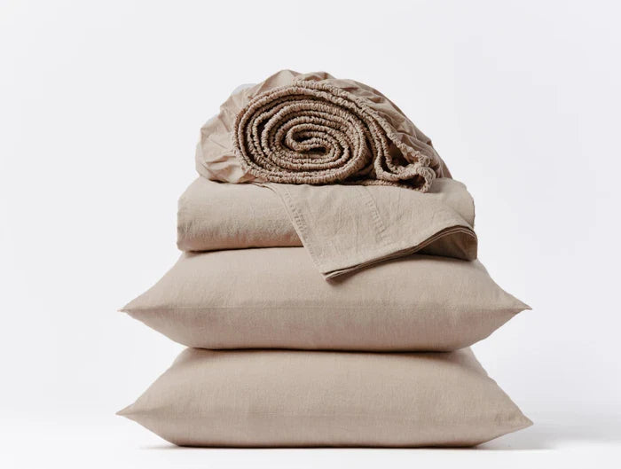 Organic Crinkled Percale Sheet Set - 100% Cotton, Breathable & Soft Bed Sheets for All Seasons - Perfect for Home, Hotel, and Airbnb Use