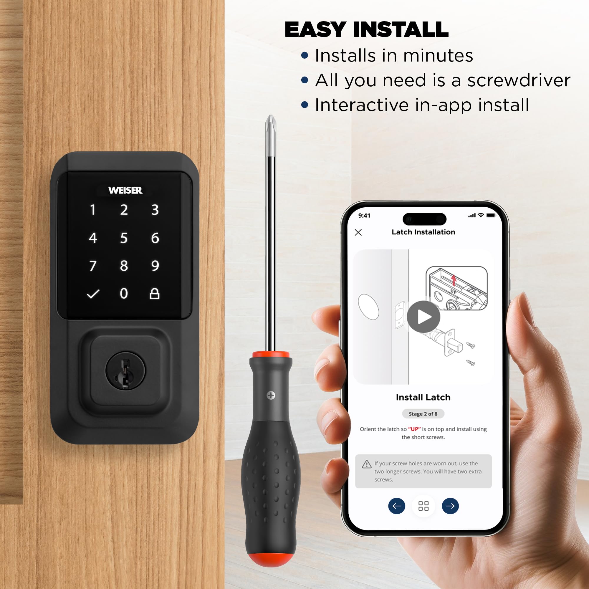 Weiser Halo Matte Black WiFi Smart Lock - Keyless Entry Deadbolt with Touchscreen Keypad | Works with Alexa & Google Assistant | Secure Smart Lock for Front Door, Apartment & Vacation Homes