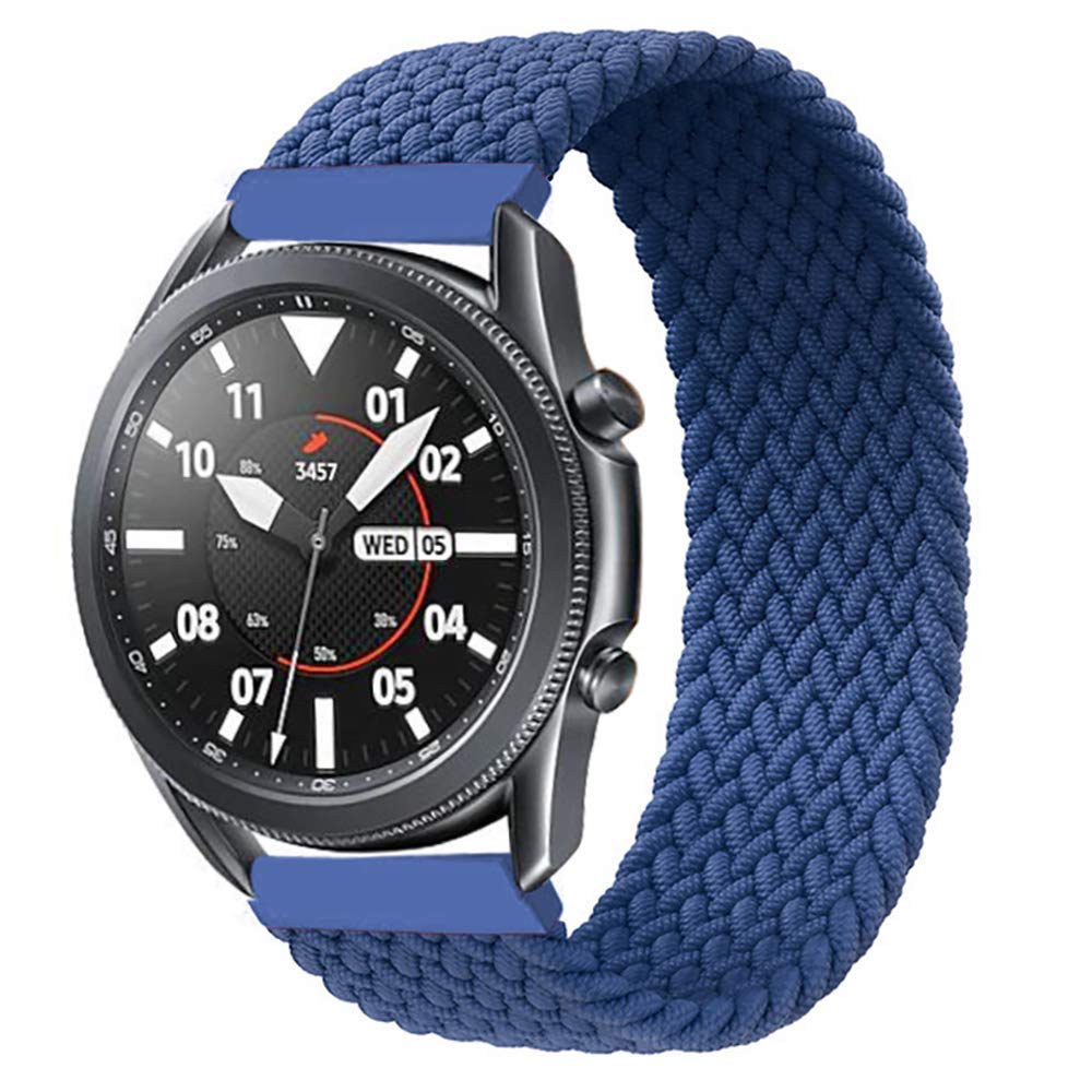 Stretchy Braided Solo Loop Band Compatible with Samsung Galaxy Watch 3 45mm & Galaxy Watch 46mm (22mm) - Elastic Sport Strap for Huawei Watch 2 Classic - Soft Woven Nylon Watchband for Workout, Running & Daily Wear