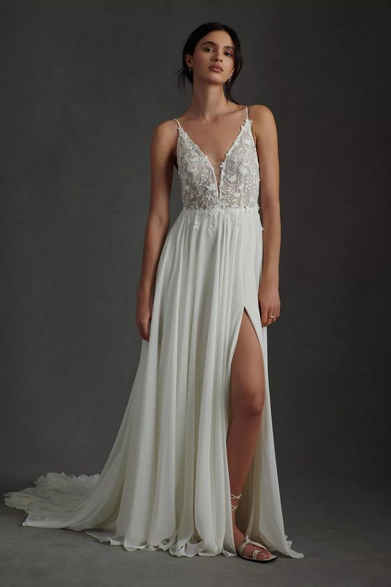Jenny Yoo Kelsey Gown - Elegant A-Line Wedding Dress with Lace Details | Perfect for Bridal, Formal Events & Special Occasions