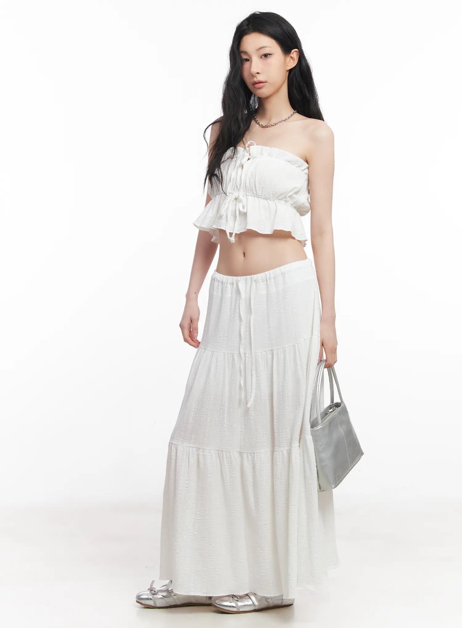 Stylish Cotton Tiered Maxi Skirt CU510 - Flowy Boho Summer Dress for Women - Perfect for Beach, Vacation & Casual Outings