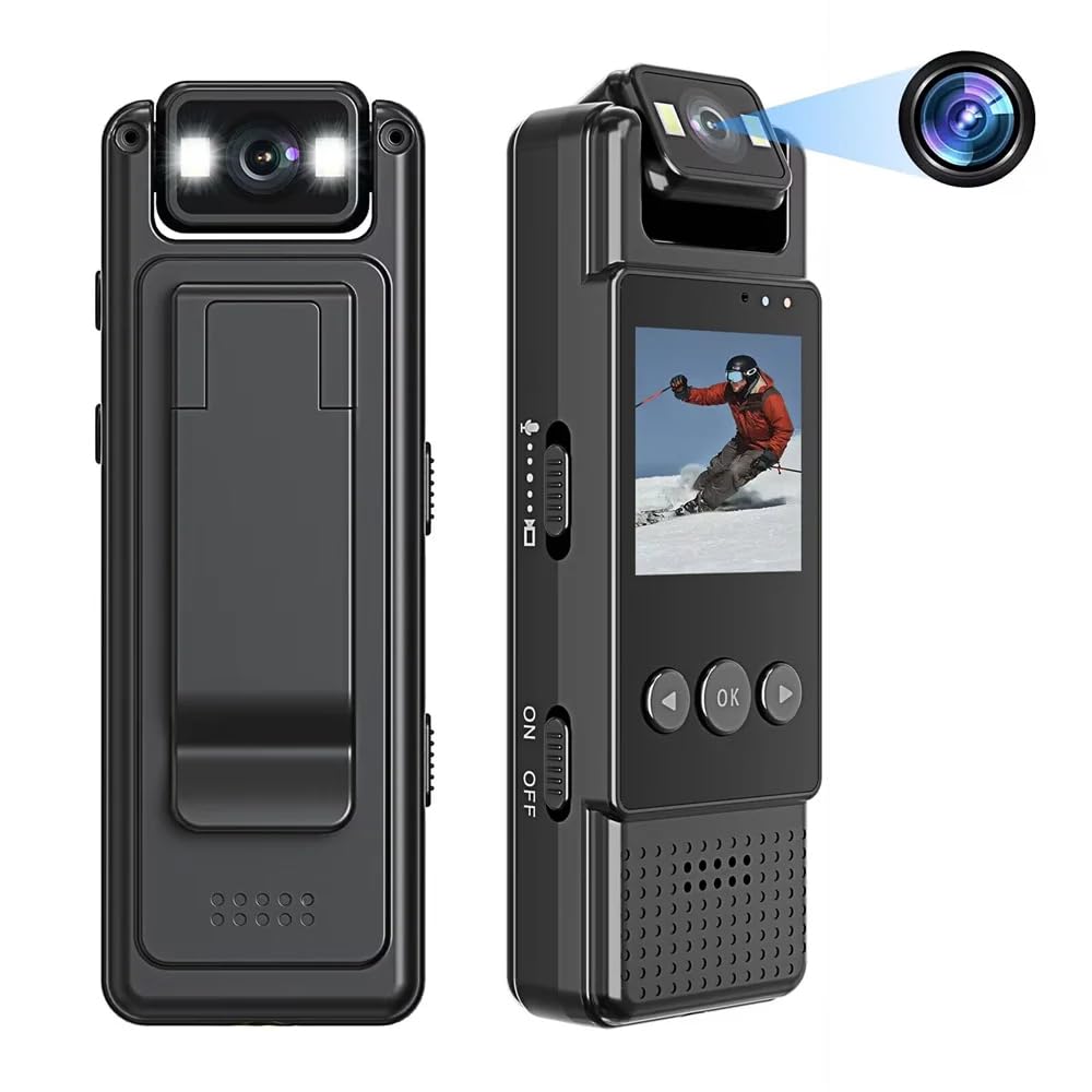 1080P WiFi Body Camera with Audio & Video Recording, Wearable Mini Clip-on Camcorder, 180° Rotatable Lens, Night Vision & Motion Detection - Ideal for Law Enforcement, Security Guards, Outdoor Adventures & Travel Vlogging