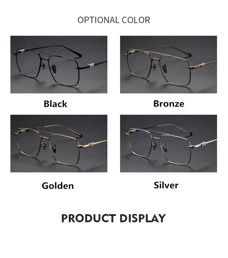 Aimee Unisex Full Rim Square Double Bridge Titanium Eyeglasses 5193 - Lightweight Durable Frame for Men & Women - Perfect for Reading, Work & Fashion Accessories