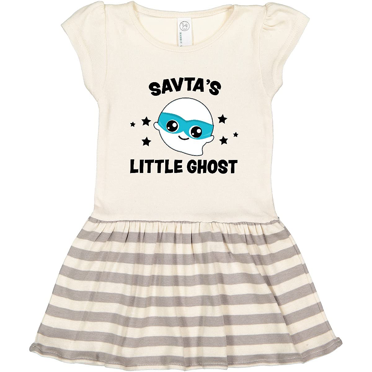 Inktastic Cute Savta's Little Ghost with Stars Toddler Dress - Adorable Halloween Costume for Girls, Fun Party Outfit & Photo Shoot