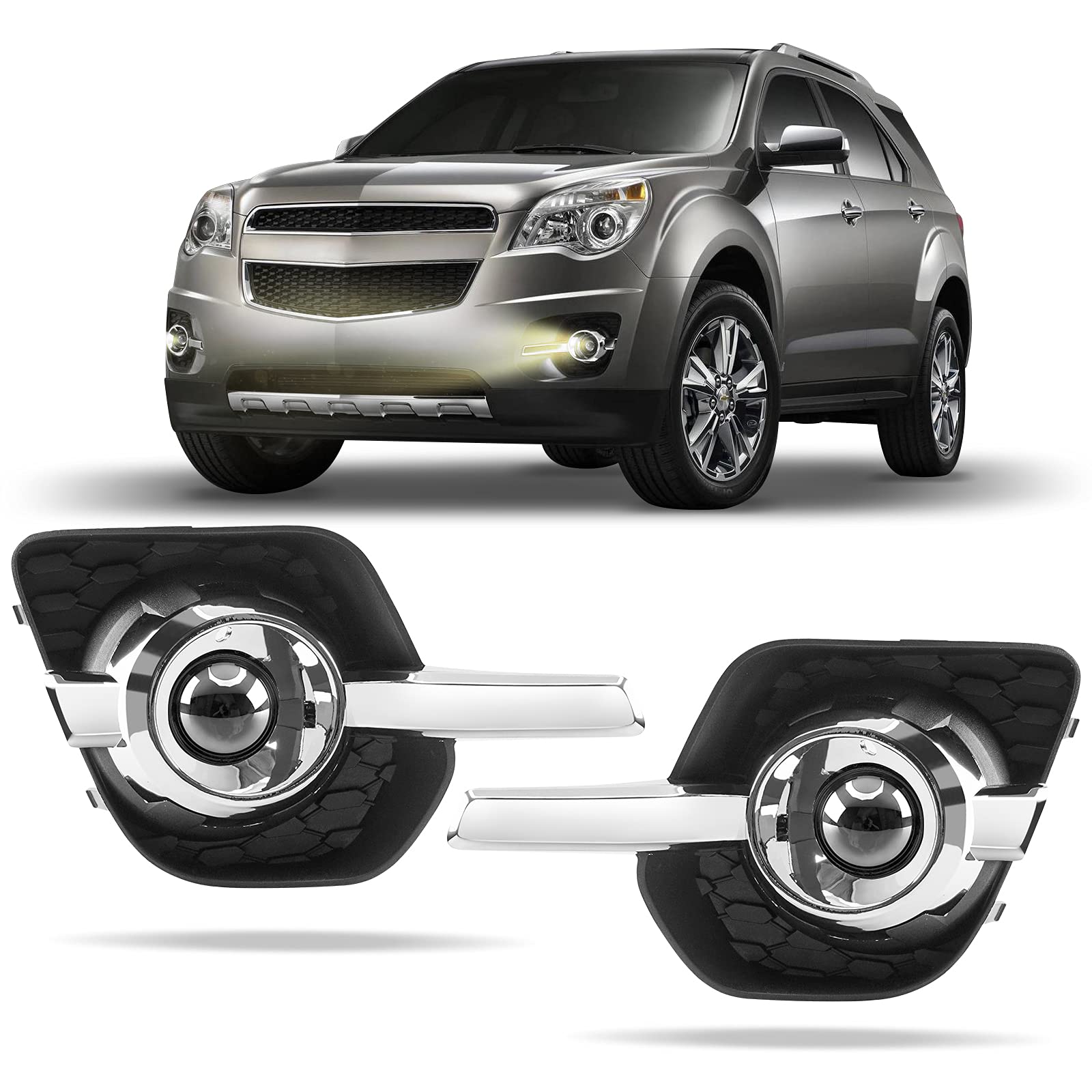 DLAA Fog Lights Kit for Chevy Equinox 2010-2015 - Clear Lens Front Fog Lamps with Wiring Harness & Switch - Perfect for Night Driving & Off-Road Adventures
