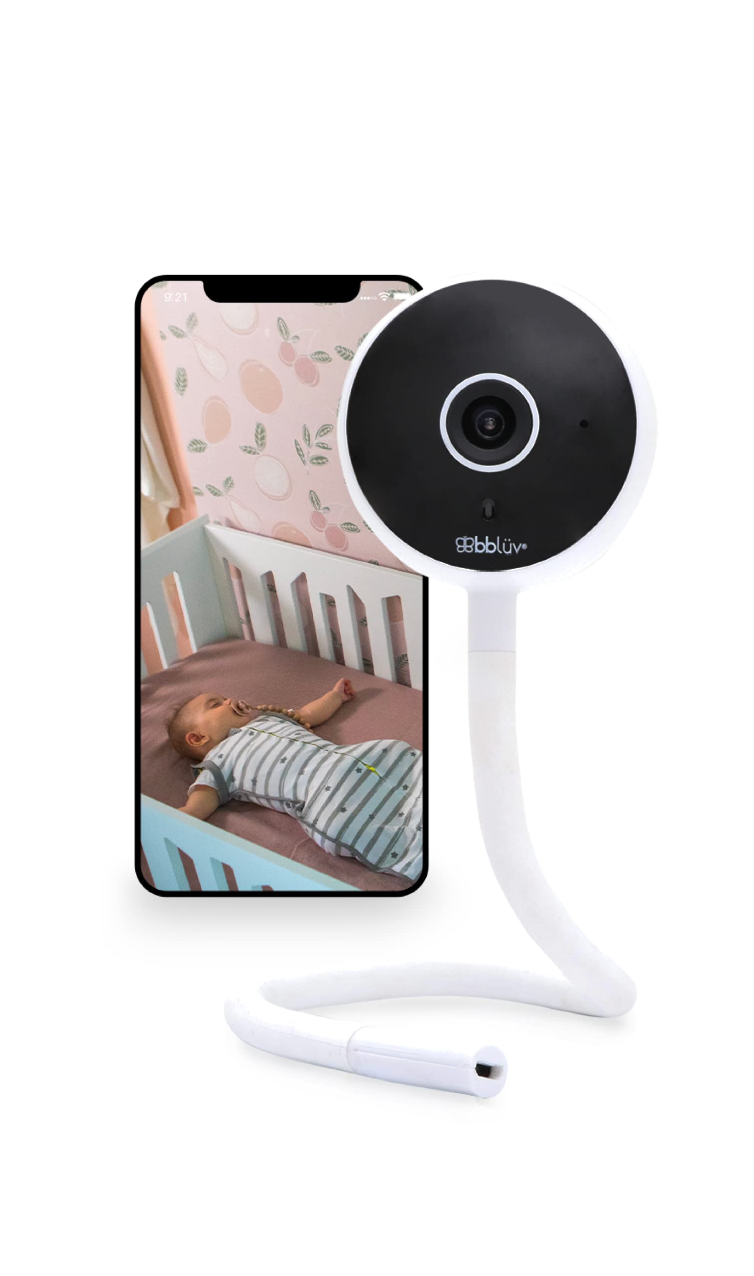 bblüv Viyü Smart WiFi Baby Monitor Camera with 4 Sensors, 2-Way Audio, Night Vision & Flexible Mount - Portable Nursery Security Camera for Home, Travel & Peace of Mind