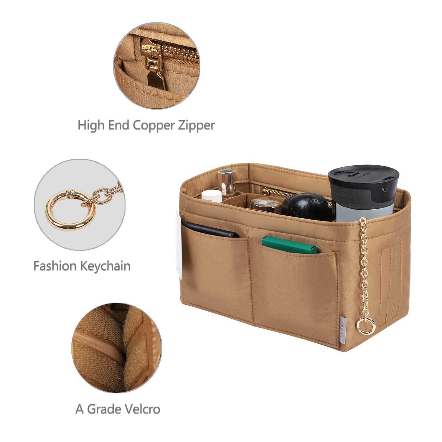 Premium Felt Purse Organizer Insert with Zipper & Sewn Bottom - 6 Sizes for Louis Vuitton Speedy, Neverfull, Graceful Handbags | Perfect for Travel, Work & Daily Organization
