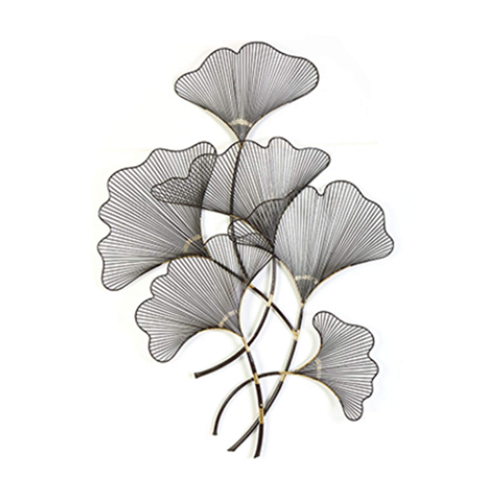 Golden Ginkgo Leaf Metal Wall Art - Handcrafted Folding Wall Sculpture for Living Room, Bedroom & Office Decor - Elegant Wall Hanging Home Decoration (Size B) | Perfect for Boho, Modern & Minimalist Interior Design Styles