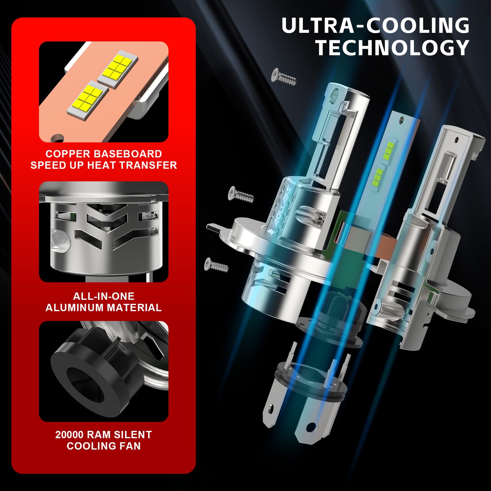 Upgraded H4/9003/HB2 LED Light Bulb - 800% Brighter 34000LM 6500K White High/Low Beam - Plug & Play, No Adapter Needed - Perfect for Cars, Trucks, Motorcycles & Fog Lights - Pack of 2 - Ideal for Night Driving & Off-Road Adventures