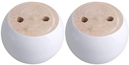 4PCS White Round Bun Feet Wood Sofa Legs - Solid Hardwood Furniture Legs for Cabinet, Ottoman, TV Stand & Dresser | DIY Home Decor Upgrade for Living Room & Bedroom