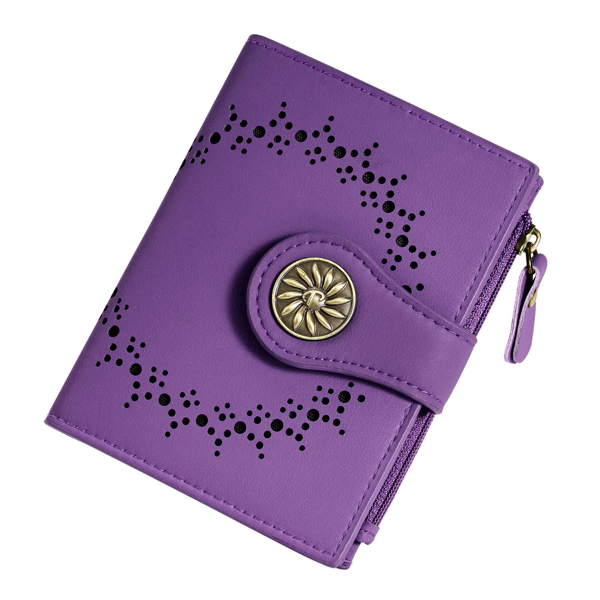 Women's Leather Bifold Wallet with RFID Blocking & Zipper Coin Pocket - Slim Card Holder for Everyday Use, Travel, and Business