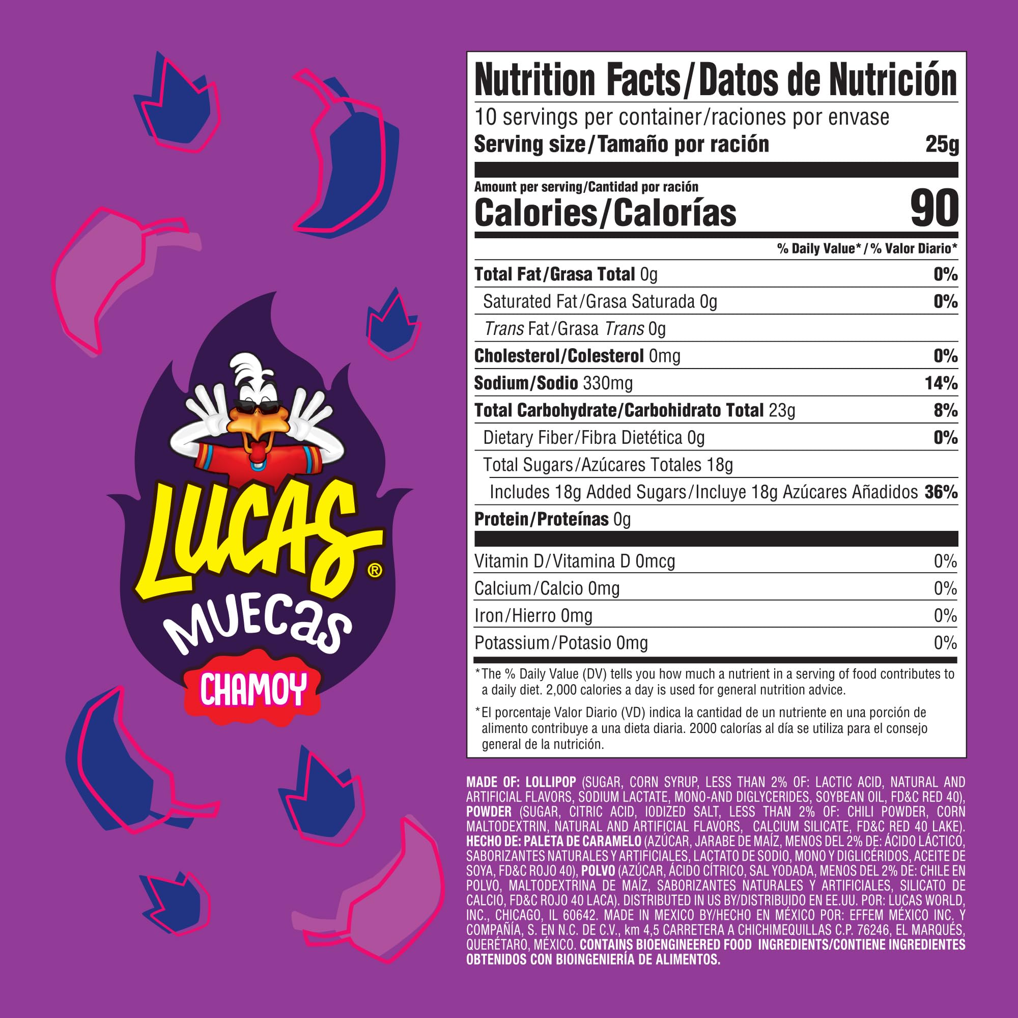 Lucas Muecas Lollipop Chamoy Flavor Candy - 10 Piece Pack (0.96oz) | Sweet & Spicy Mexican Treat for Snacks, Parties, Piñatas & Gifts | Perfect for Cinco de Mayo, Birthdays & Office Celebrations