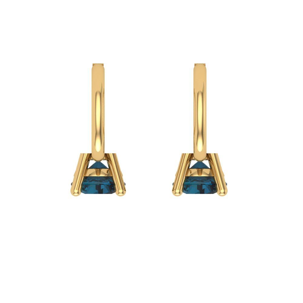 0.50 Carat Natural London Blue Topaz Leverback Drop Earrings in 18K Yellow Gold | Round Cut Solitaire VVS1 Gemstone Dangle Earrings | Perfect for Weddings, Parties & Special Occasions