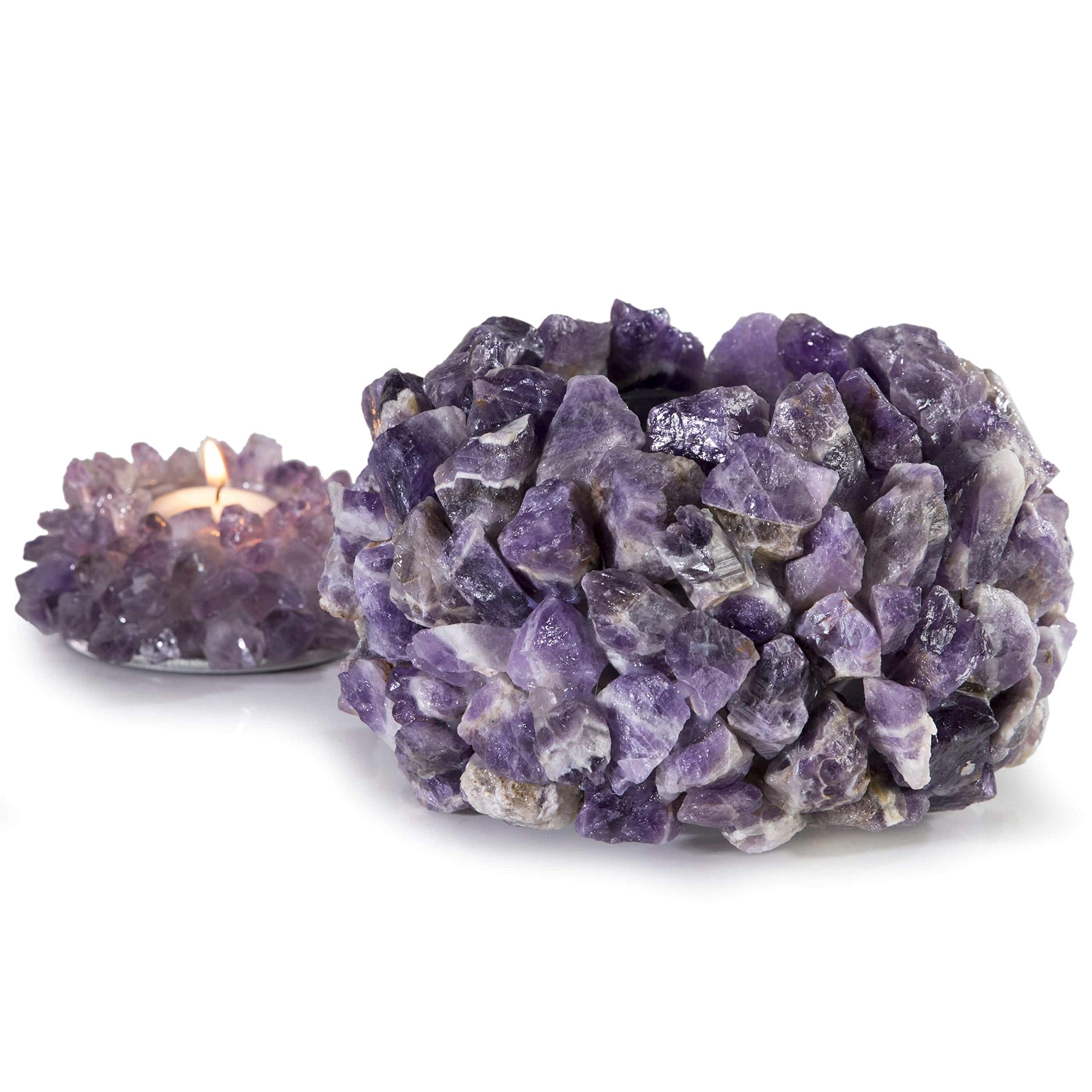 KALIFANO Natural Amethyst Cluster Crystal Vase - Handcrafted Decorative Geode with Healing Properties | High Energy Elestial Amethyst for Home Decor, Meditation & Spiritual Healing