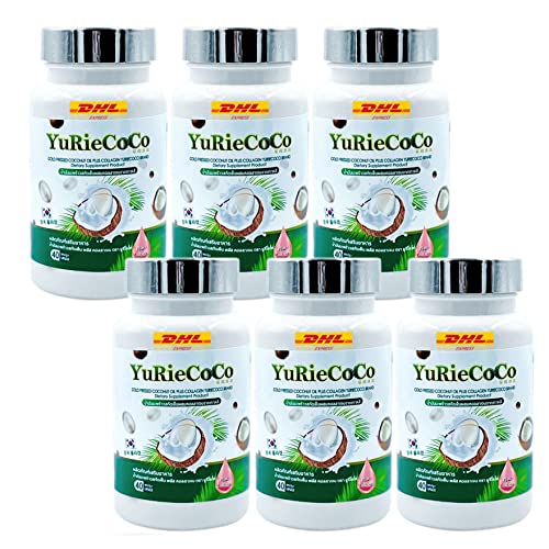 Anti-Aging Firming Yuri MCT Cold-Pressed Coconut Oil Powder 50,000mg - Radiant Skin & Healthy Shape - Pack of 6 by Thaigiftshop | Free Tomato Facial Mask Included | Perfect for Skincare Routine & Natural Beauty Enhancement