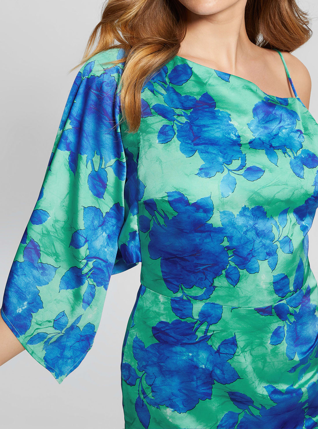 Eco-Friendly Blue Floral One Shoulder Sadie Mini Dress for Women - Perfect for Summer Parties, Beach Vacations & Date Nights