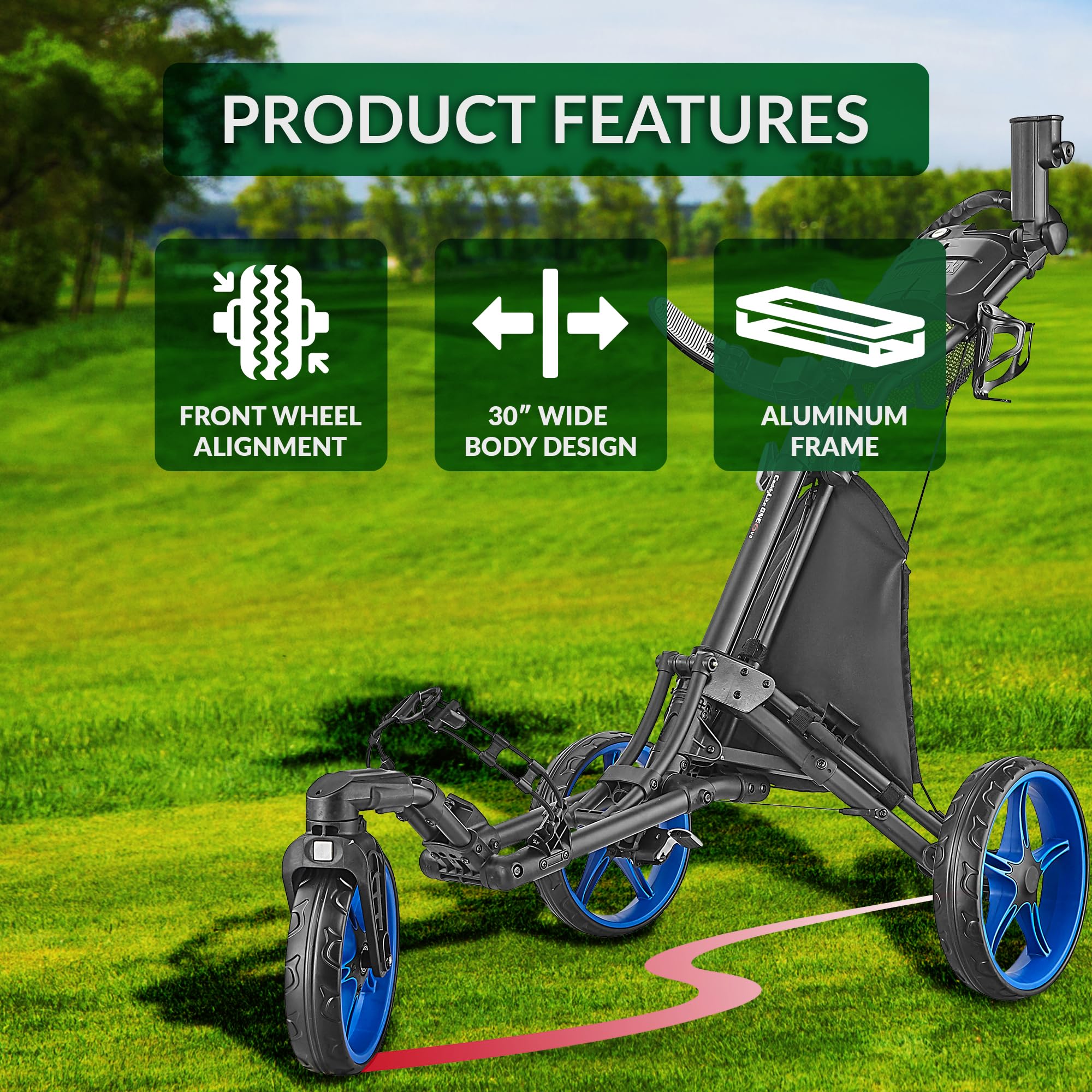 Caddytek CaddyLite One Swivel Version 8 Golf Push Cart - 3-Wheel Lightweight Folding Golf Cart with 360° Swivel Front Wheel & Adjustable Handle | Perfect for Golfers, Walking Courses, and Easy Storage