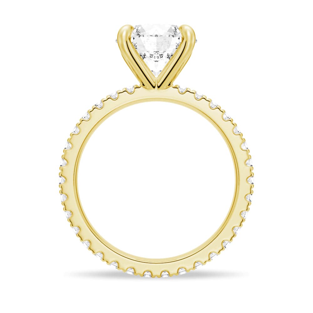 Round Moissanite Engagement Ring with Eternity Pave Band - Sparkling Wedding Jewelry for Proposals, Anniversaries & Special Occasions