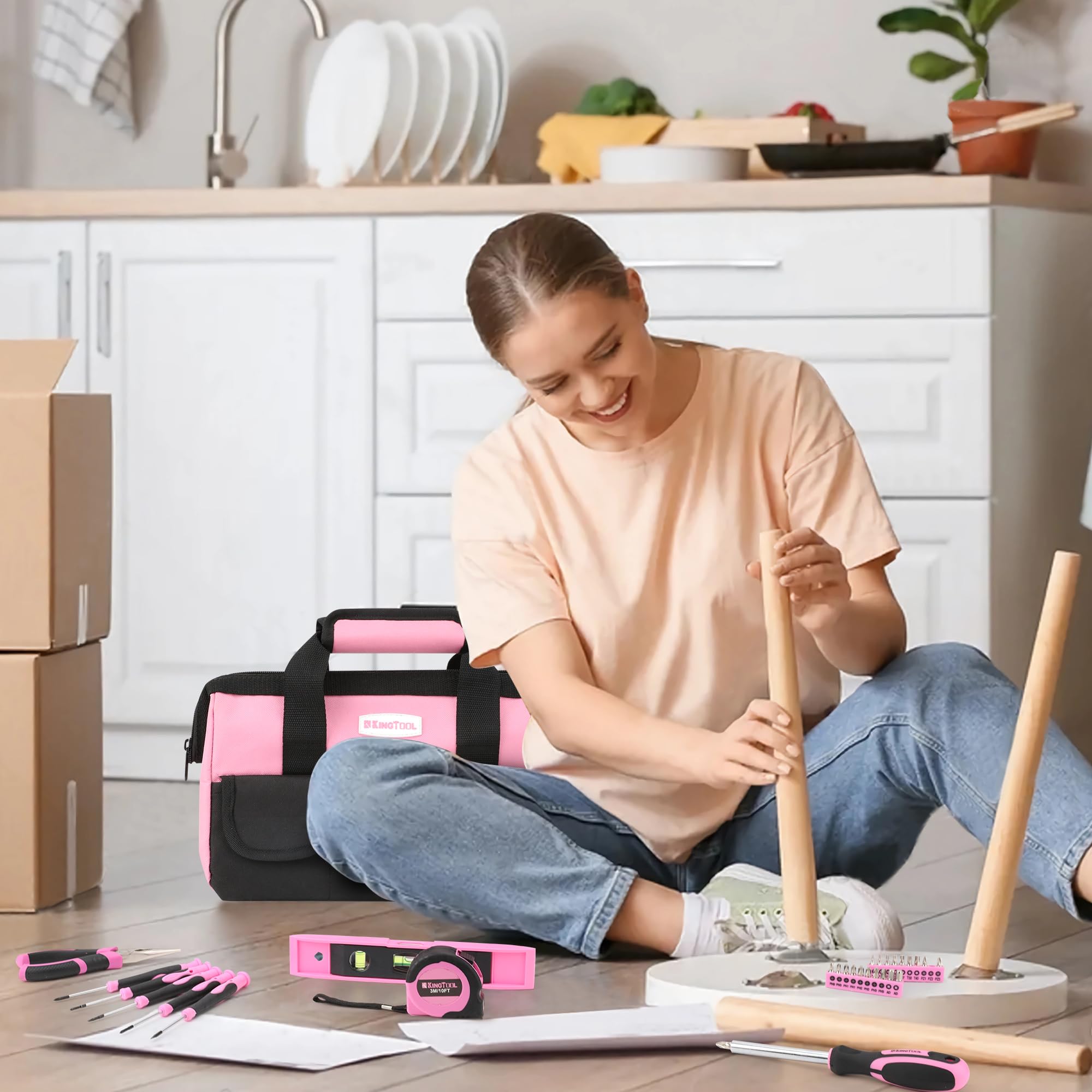 KingTool 275-Piece Pink Tool Set for Women - 12
