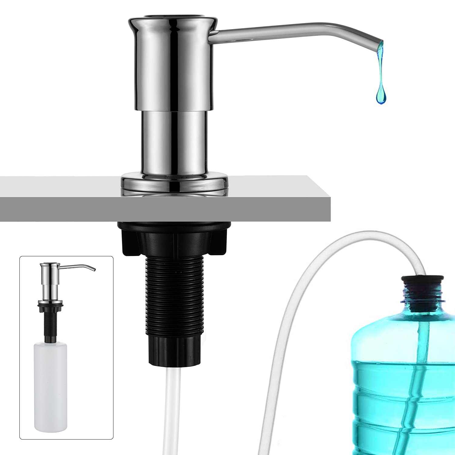 CREA Chrome Countertop Soap Dispenser - 17oz Large Capacity with 39