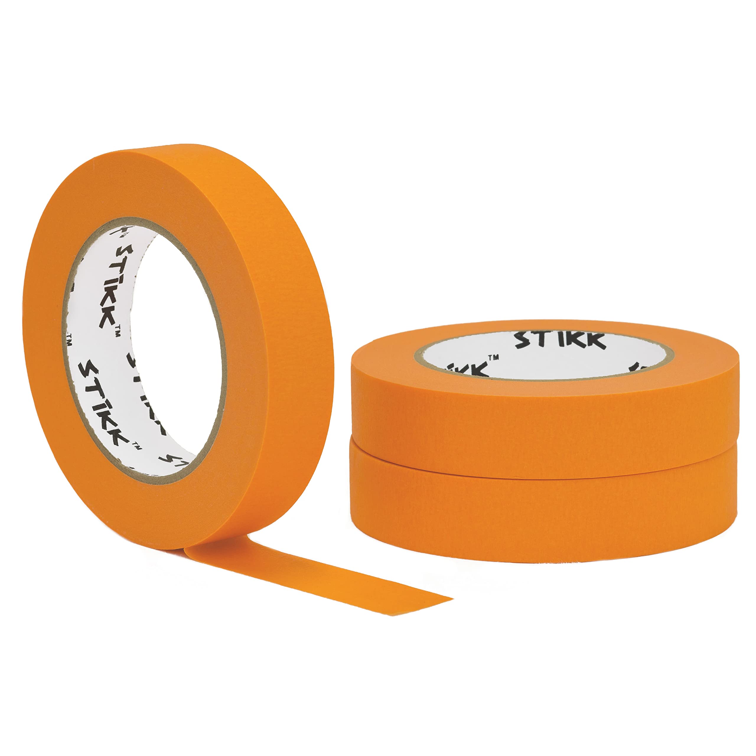 STIKK Professional Painter's Tape 1 inch x 60 Yards (3 Pack) - Orange Masking Tape for Walls, Edges, Trim & Ceilings - Residue-Free DIY Painting Supplies - Perfect for Home Improvement, Craft Projects & Wall Decor